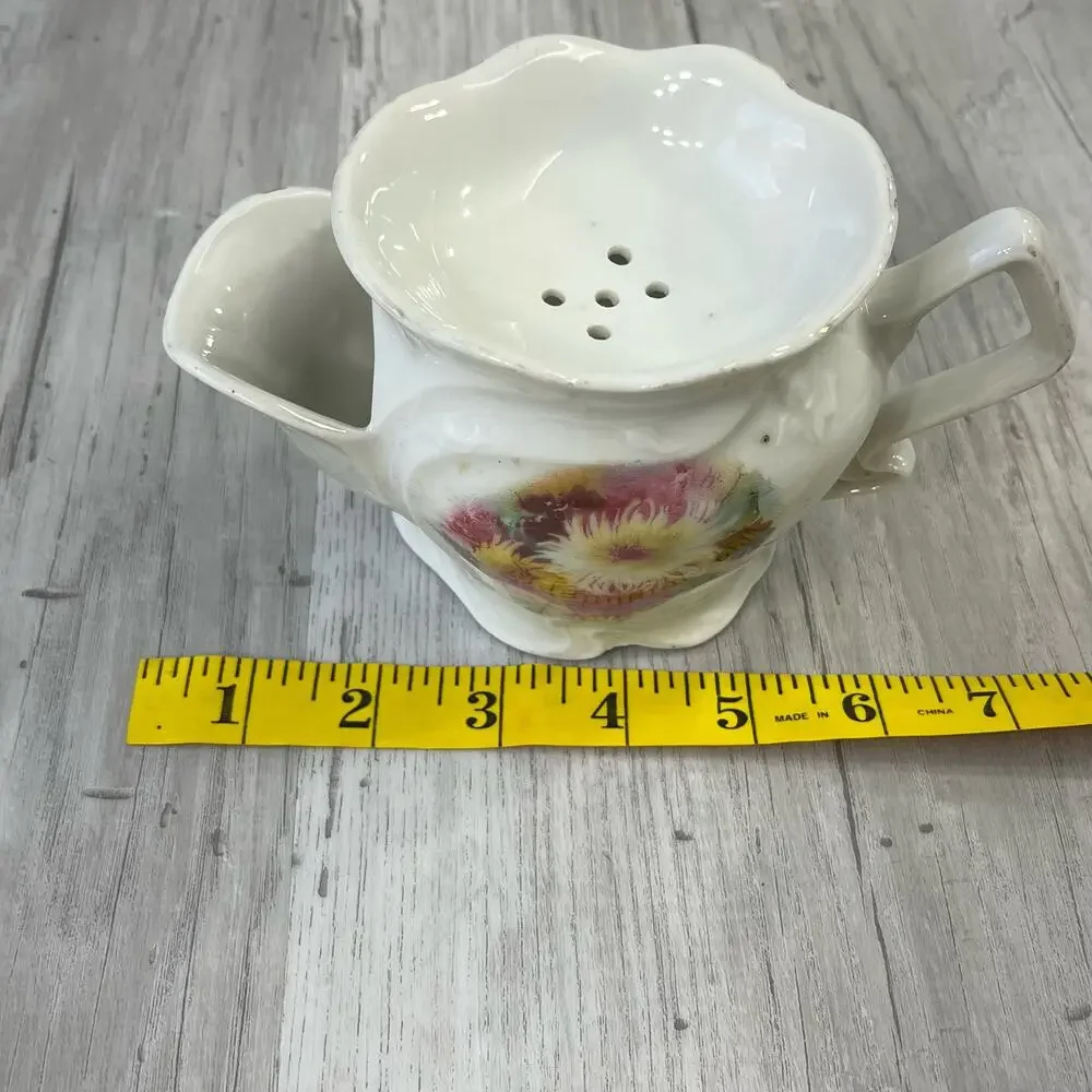 Vintage White Floral Bouquet Victorian Shaving Scuttle Mug Cup Decor